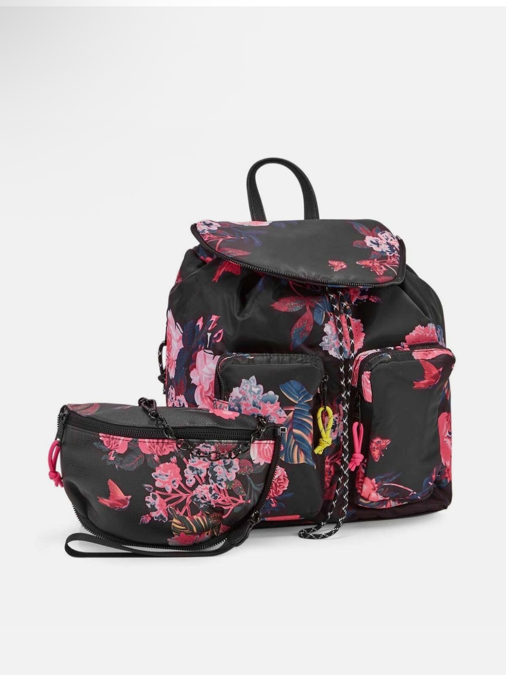 Steve Madden 2 for 1 Floral Backpack with Matching Pouch